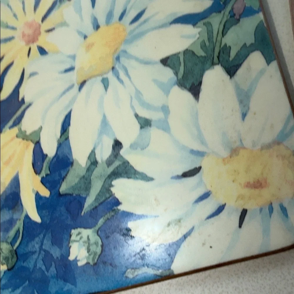 Vintage Daisy Field Pimpernel Blue and Yellow Floral Coasters